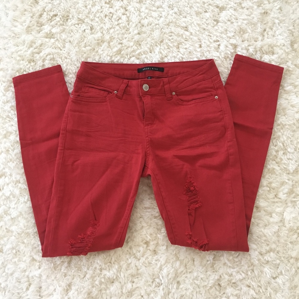 Red Ripped Jeans
